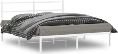 Produktbild von Bettgestell mit Kopfteil Metall Weiß 160x200 cm 355417