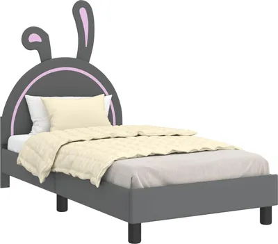 Produktbild von vidaXL Kinderbettgestell mit Kopfteil Hellgrau 80 x 160 cm PU