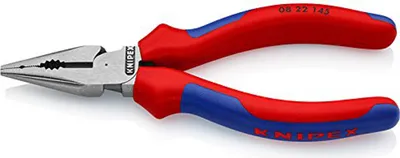 Produktbild von Knipex 0822145, Spitzzange, Metall, Kunststoff, Blau, Rot, 145 mm, 145 g