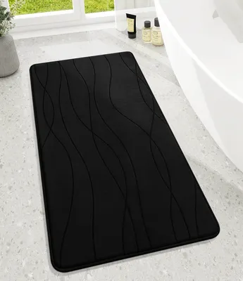 Image de Tapis de bain, tapis de bain en mousse à mémoire de forme, antidérapant, lavable, doux, tapis de bain/douche absorbant pour la salle de bains, noir, 60 x 120 cm