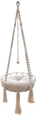 Image de Azomor® Hamac pour chat bohème et élégant en coton naturel, respirant, pour chats et petits chiens jusqu'à 5 kg