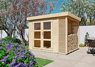 Produktbild von Gartenhaus Frisco mit Flachdach, Doppeltür und 19 mm Wandstärke 2,15x2,19 m