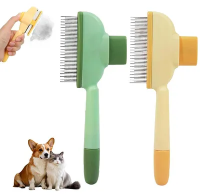 Immagine prodotto di 2 spazzole per gatti e cani, autopulenti, in acciaio inossidabile, adatte a pelo lungo e corto