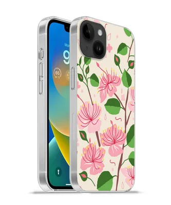 Produktbild von MuchoWow® Handyhülle Schutzhülle Hülle für Apple iPhone 14 Plus - Soft case Blume - Rosa - Blatt - Muster Silikon Softcase Handy Hülle - Abbildung