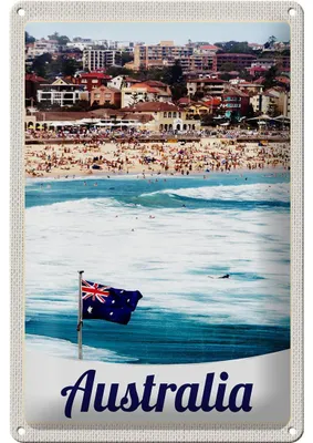 Produktbild von Blechschild Reise 20x30cm Australien Strand Meer Wellen Sonne