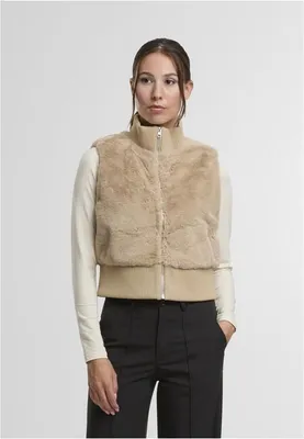 Obrázek produktu pro Dámská vesta Urban Classics Ladies Cropped Faux Fur Vest wetsand - S