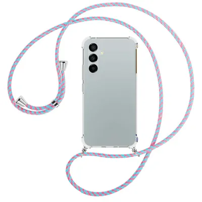 Produktbild von Handykette Backcover-Schutzhülle mit Band (Metall silberfarben) für Samsung Galaxy A54 5G (6.4'') - pink/mint