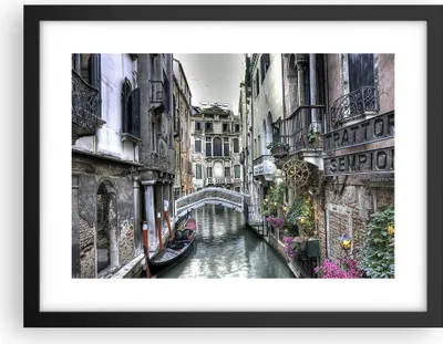 Produktbild von Gerahmtes Poster - Schwarzer Rahmen - Venedig Brücke Wasser - 40x30 cm - Wand Bild - Wanddeko - Wandbilder - Kunstposter - Wandposter - Bilderrahmen - Bilder - Kunstdruck - Wandbild - P2BAA40x30-3522