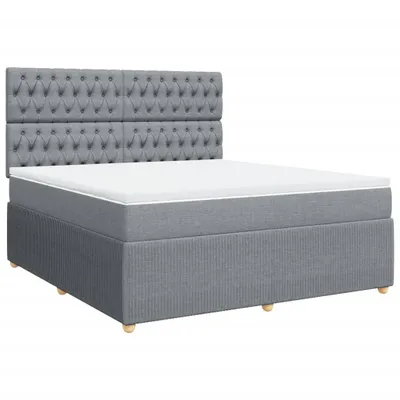 Produktbild von Boxspringbett mit Matratze Hellgrau 180x200 cm Stoff
