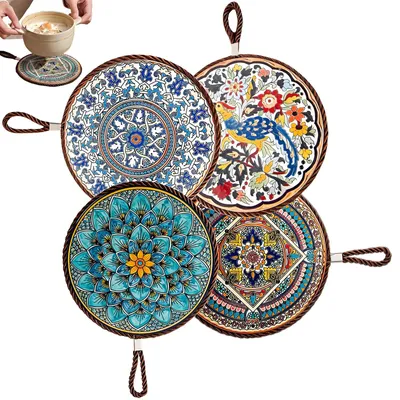 4 Keramik-Kork-Untersetzer, hitzebeständig, Ø17 cm, für Töpfe & Pfannen