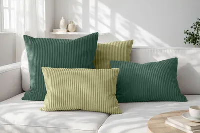 Produktbild von Amilian Dekokissen 4er Set mit Füllung, Cord-Optik, 40x40 & 35x45 cm - Morgentau/Schattenwald