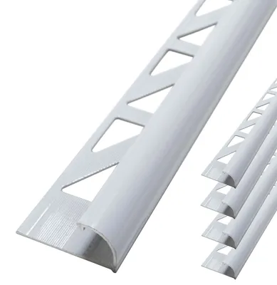 Produktbild von Dalsys 5x Fliesenschiene 2,5m x 8mm Viertelkreisprofil Aluminium (eloxiert) Weiß Rundprofil Halbrundprofil