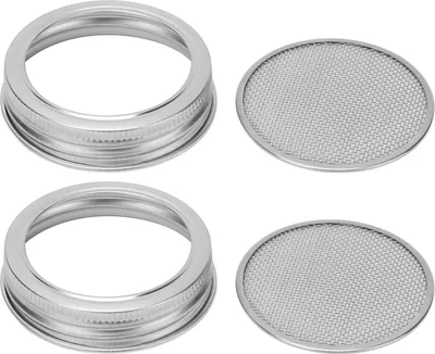 Obrázek produktu pro 2 ks nerezových víček s filtrem do sklenic na klíčky, příslušenství pro sklenice s běžným otvorem (86 mm / 3,4 palce)