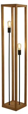 Produktbild von Stehleuchte Industrial-Nordico Quadratisch Holz Braun Schwarz 2 Lichter E27