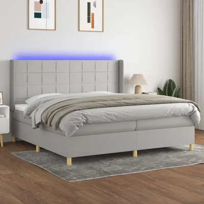Produktbild von Maison Exclusive - Boxspringbett mit Matratze & LED Hellgrau 200x200 cm Stoff