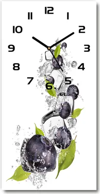 Produktbild von Wanduhr aus Glas – 30x60 cm - Glasbild - Glasuhr - Gehärtetes Glas -Blaubeeren und Eis