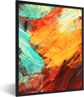 Produktbild von MuchoWow® Gerahmtes Poster Gemälde - Abstrakt - Öl 60x80 cm - Poster mit Schwarzem Bilderrahmen Wandposter Rahmen Foto Bilder - Premium - Wanddeko Wohnzimmer