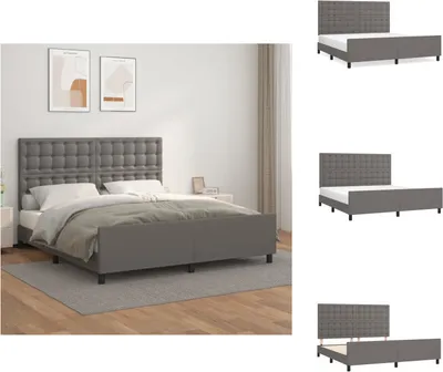 Immagine prodotto di vidaXL Struttura letto con testiera grigia 180x200 cm in Pelle finta - Letti e strutture letto