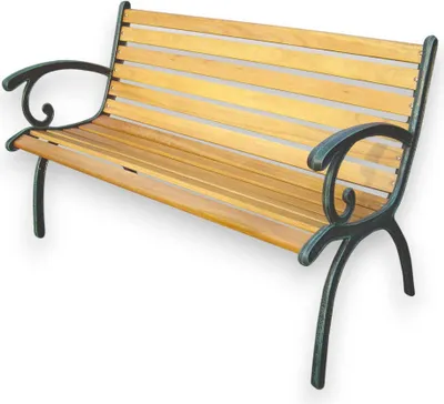 Produktbild von Tigre lackiertem Holz und Gusseisen Outdoor-Bank mit Rückenlehne
