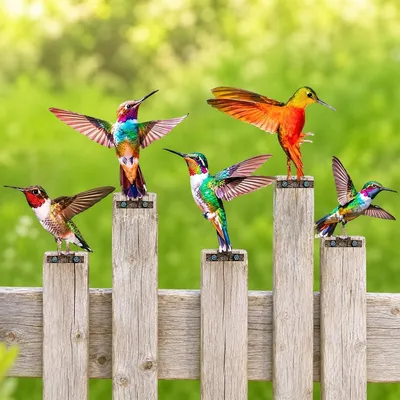 Produktbild von Deko- & Kräuterstecker Gartendekoration, 5 Stück, bemalter Vogel-Gartenstecker, Outdoor-Dekoration, Metall, bunt bemalte 2D-Vogel-Baumstecker für Gart