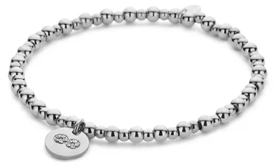 Produktbild von CO88 Collection 8CB-91266 Stahlarmband mit Unendlichkeitssymbol – 3,9 mm und 2,8 mm Kugeln – 10 mm Anhänger – Zirkonia – dehnbar – 17,8 cm – silberfarben