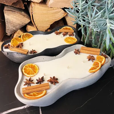 Immagine prodotto di Candela profumata artigianale in cemento "Wave: Grey or Black" Cera di soia