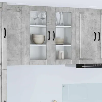 Produktbild von vidaXL Wandglas-Schrank PORTO Beton Grau 80 x 31 x 80 cm Holzwerkstoff