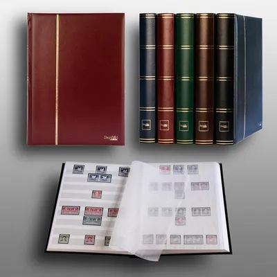 Produktbild von Prophila Collection 64 weiße Seiten Luxus Briefmarkenalbum Einsteckbuch wattierter roter Einband