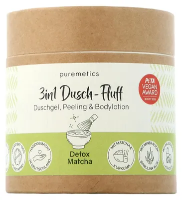 Produktbild von puremetics 3in1 Dusch-Fluff Detox Matcha - Duschgel, Bodylotion & Peeling in Einem (250 g)