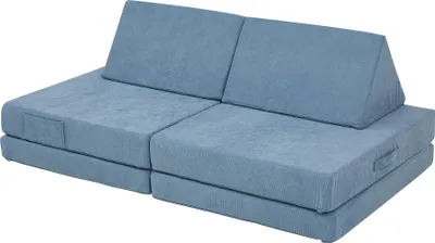 Produktbild von Spielsofa für Kinder 'Norhulta' 5-tlg. Schaumstoff 120 x 66 x 46 cm Cord Blau