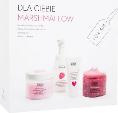 Obrázok produktu pre Ziaja, Vianočná súprava Marshmallow: Peeling 300 ml + Pena 250 ml + Krém na ruky 50 ml + Kúpeľná želé 260 ml