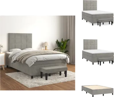 Produktbild von vidaXL Boxspringbett mit Matratze Hellgrau 120x200 cm Samt -  Betten & Bettgestelle