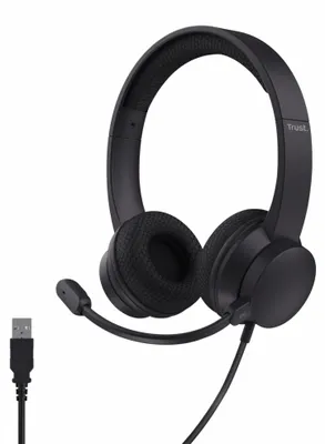 Productafbeelding van Trust Roha II, kabel, kantoor/callcenter, 20 - 20000 Hz, 141 g, Hoofdtelefoon met microfoon, zwart