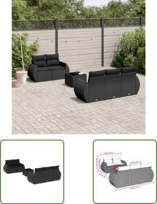 Produktbild von The Living Store 6-tlg. Garten-Sofagarnitur mit Kissen Schwarz Poly Rattan