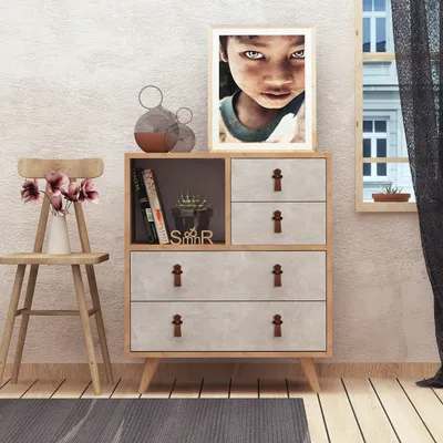 Image de Skye Decor, Witlof- WitlofMDD, couleur chêne, blanc, commodes, 88,6 x 70 x 40 cm, panneau de particules 100 % mélaminé