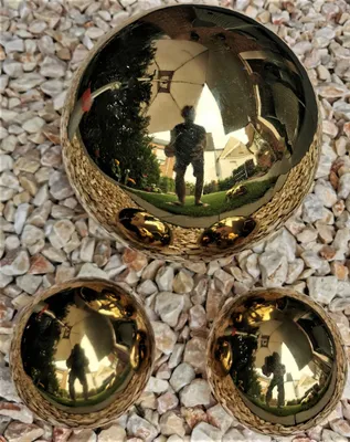 Produktbild von 3er Set Dekorationskugel 20-10-10 cm aus Edelstahl gold poliert Dekokugel glänzend