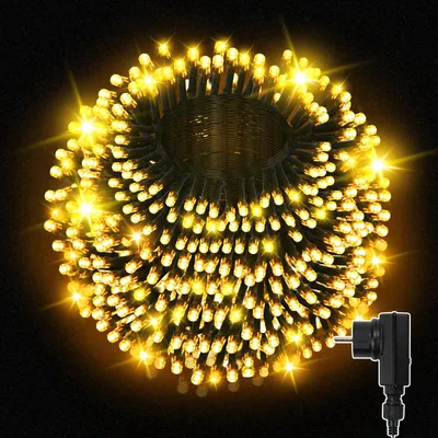 Produktbild von Ikodm Lichterketten 10 m mit 100 LED, Warmweiß, 8 Modi, IP44, 31 V, schwarzem Kabel, für Weihnachten und Garten