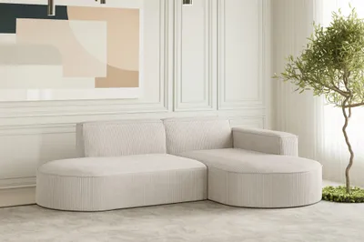 Produktbild von Ecksofa Designersofa PALMA XS in Stoff Scala Sand Ottomane Rechts