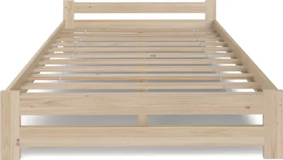 Produktbild von Holzbett 120x200 cm mit Lattenrost Modern Bett Bed Kiefer Massiv Bettgestell Doppelbett Massivholzbett Klassisch | Boho Landhaus Kopfteil flach natur