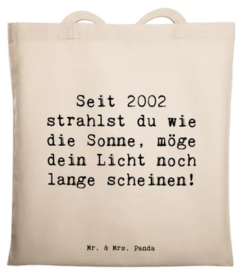 Produktbild von Mr. & Mrs. Panda Schultasche Spruch 2002 Geburtstag - Weiß - Geschenk, Happy Birthday, Laptoptasche, Uni Tasche, Tote Bag, Shopping, Jutebeutel, Glückwunsch, 21., feiern