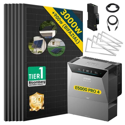 Produktbild von ALLDREI Balkonkraftwerke mit Speicher Anker Solix Solarbank 4 E5000 Pro & BP2700x1,Komplettset mit 6x500W Bifazialer Solarpanel & Smart Meter Gen 2