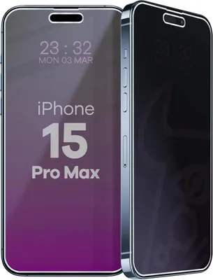 Produktbild von Hybridglas mit Privatschutzfilter für iPhone 15 Pro Max, Bizon Glass Mule Shadow, Matt