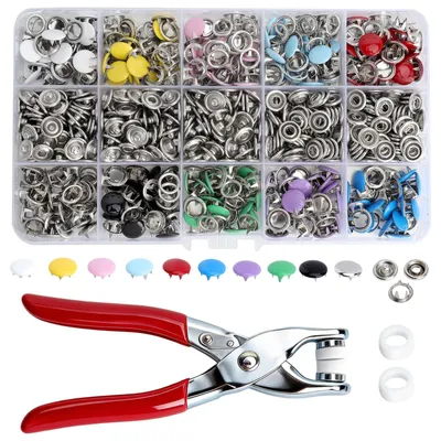 Metall-Druckknopf-Set 200 Stück mit Zange, silber