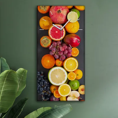 Produktbild von Wohnzimmer Leinwand Uhr Geräuschlos Küche 30x60 Farbige, Früchte, Motive, weiße Zeiger