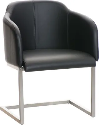 Produktbild von TPFLiving Besucherstuhl Magna Kunstleder Gestell Edelstahl schwarz