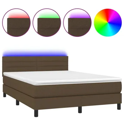 Produktbild von vidaXL Boxspringbett mit Matratze & LED Dunkelbraun 140x200 cm Stoff