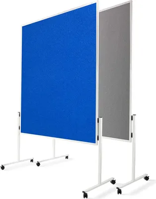 Produktbild von Einteilige Moderationstafel mit Rollen Doppelseitig Filz 120 x 150 cm, Blau