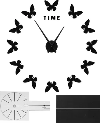 Zdjęcie produktu dla Large Wall Sticker Clock Butterfly Shape Innovation DIY Modern Art Living Room DecorationBlack