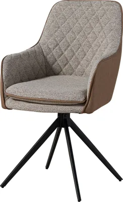 Image de MASSIVMOEBEL24 | Chaise rembourrée pivotante 55x60x86 marron clair / gris HUGO #01