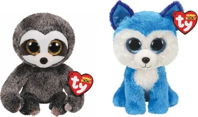 Immagine prodotto di Ty - Peluche - Beanie Boo's - Dangler Sloth e Prince Husky